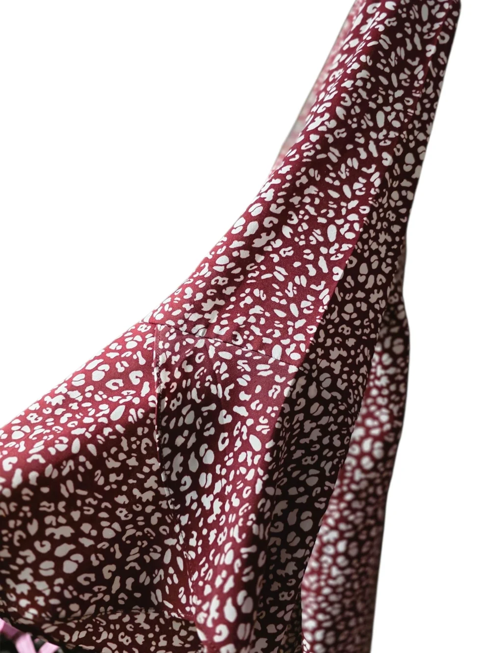 Maroon & White Top Split Bell Sleeves Large - Picture 7 of 8